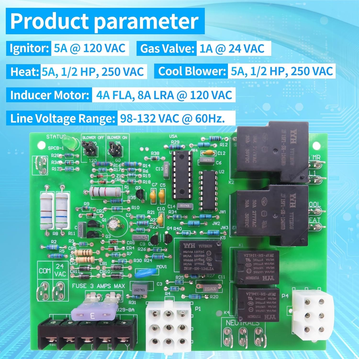 Coleman Evcon Replacement Furnace Control Circuit Board - Compact & Lightweight