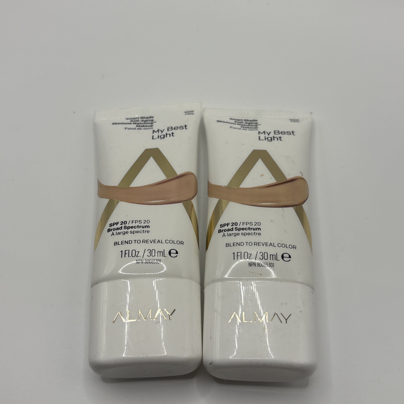 2 Almay My Best Light Smart Shade Foundation 100 Pale - New