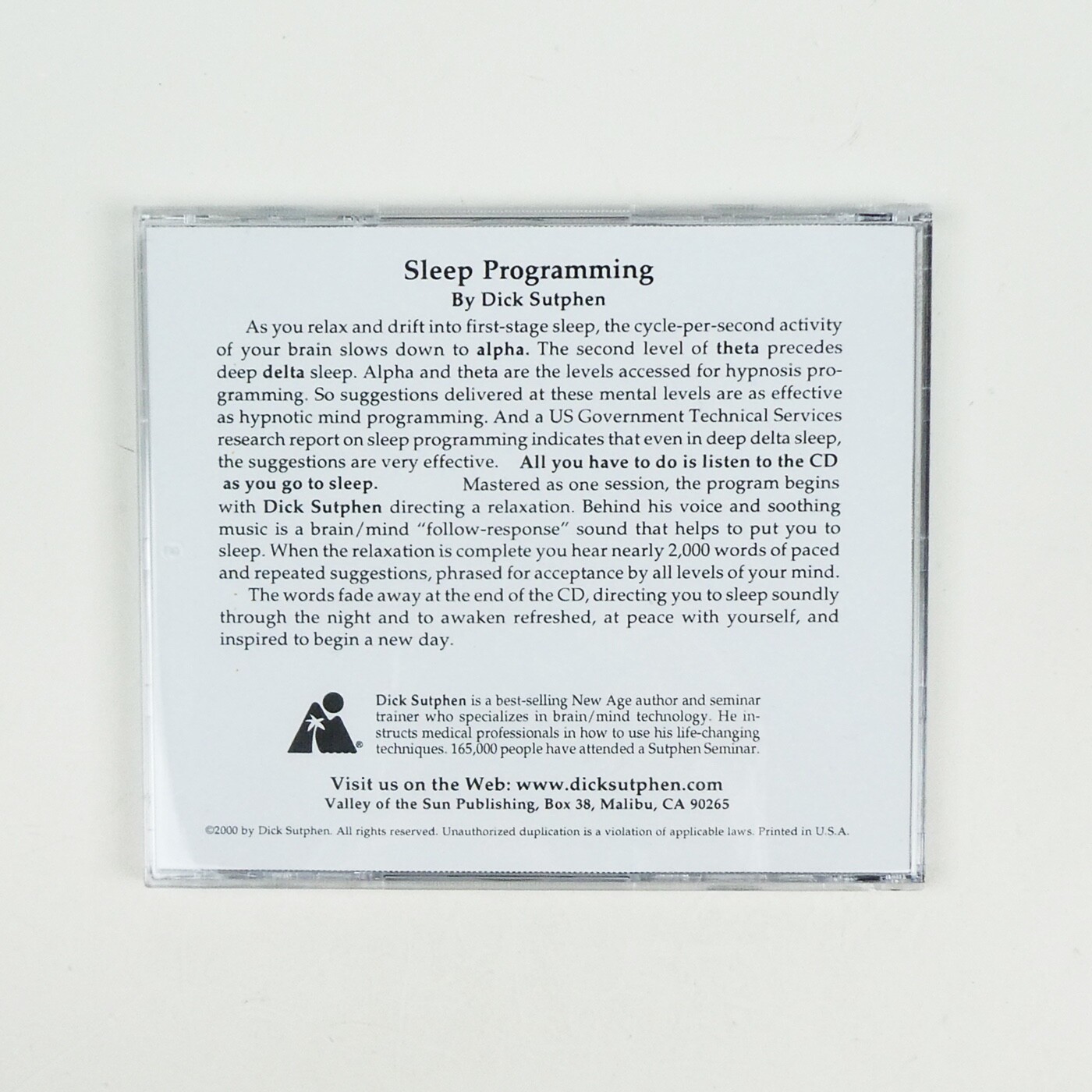 SELF DISCIPLINE Sleep Programming Hypnosis CD Dick Sutphen Control motivation