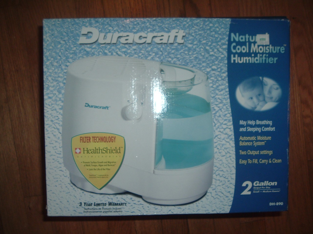 Duracraft Natural Cool Moisture Humidifier 2 Gallon DH-890