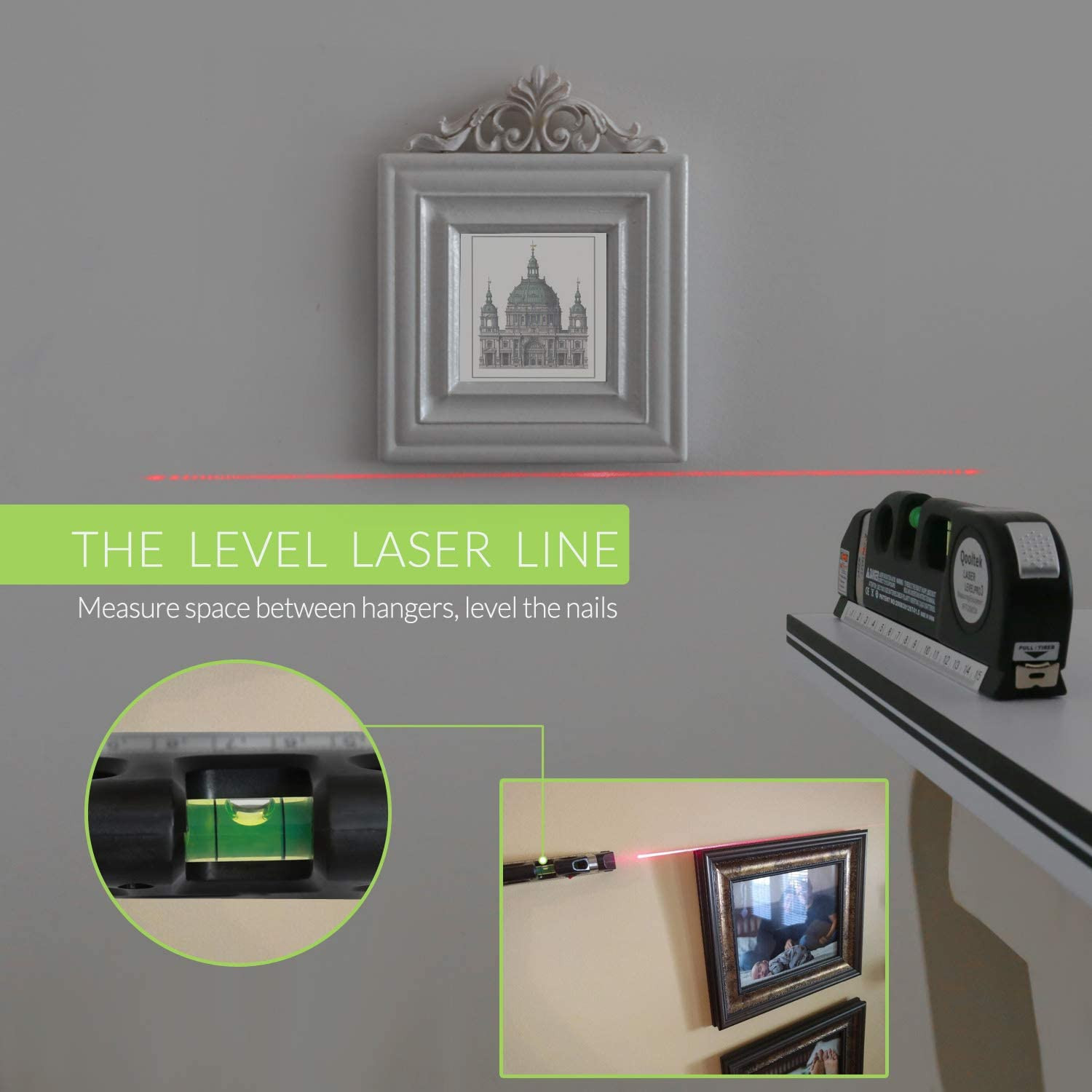 Laser Level Multi Tool, Multipurpose Cross Line Laser leveler Kit Tools with ...