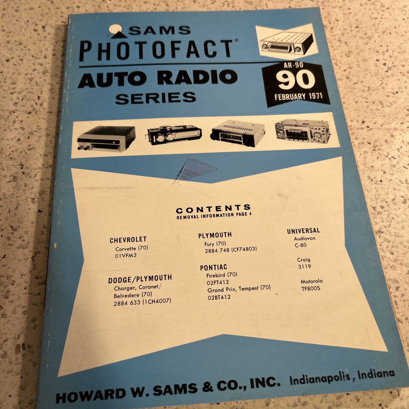 Sams Photofact Auto Radio Series AR-90