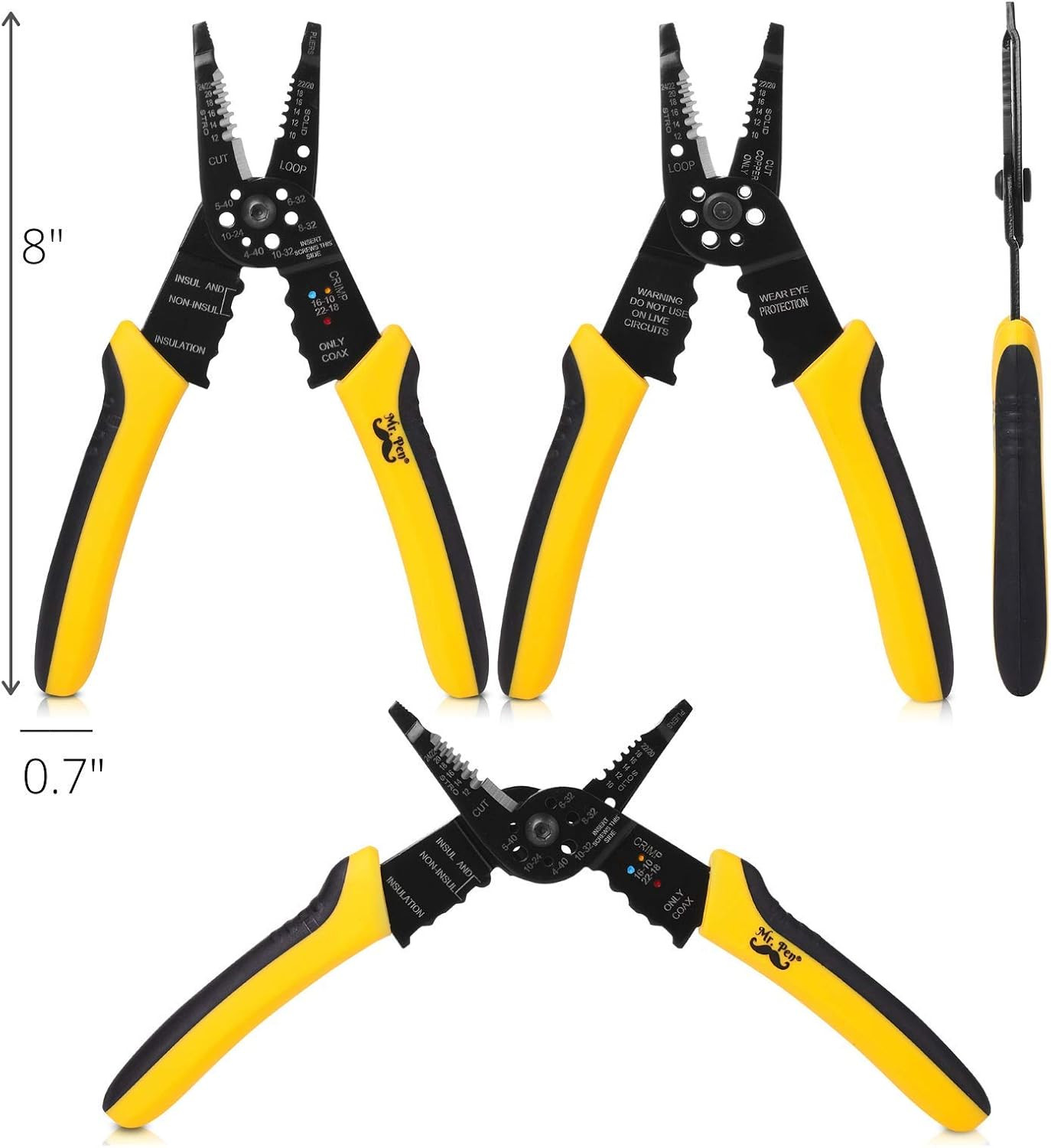 Wire Stripper, 8 Inch, Wire Cutter, Wire Stripper Crimper | Wire Stripping Tool,