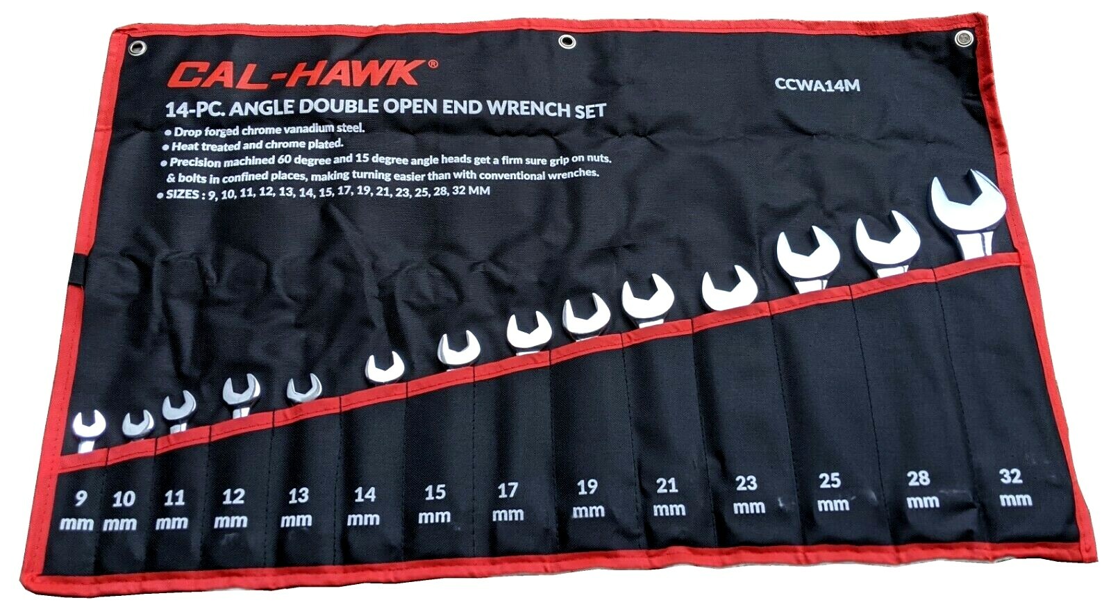 14 PC METRIC OPEN END V-Groove ANGLE HEAD WRENCH Set Chrome plating CR-V