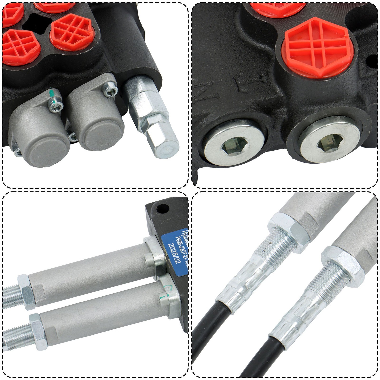 P80 Remote Control Valve Kit: 2 Spool Valve 21GPM + Joystick New+ Cables