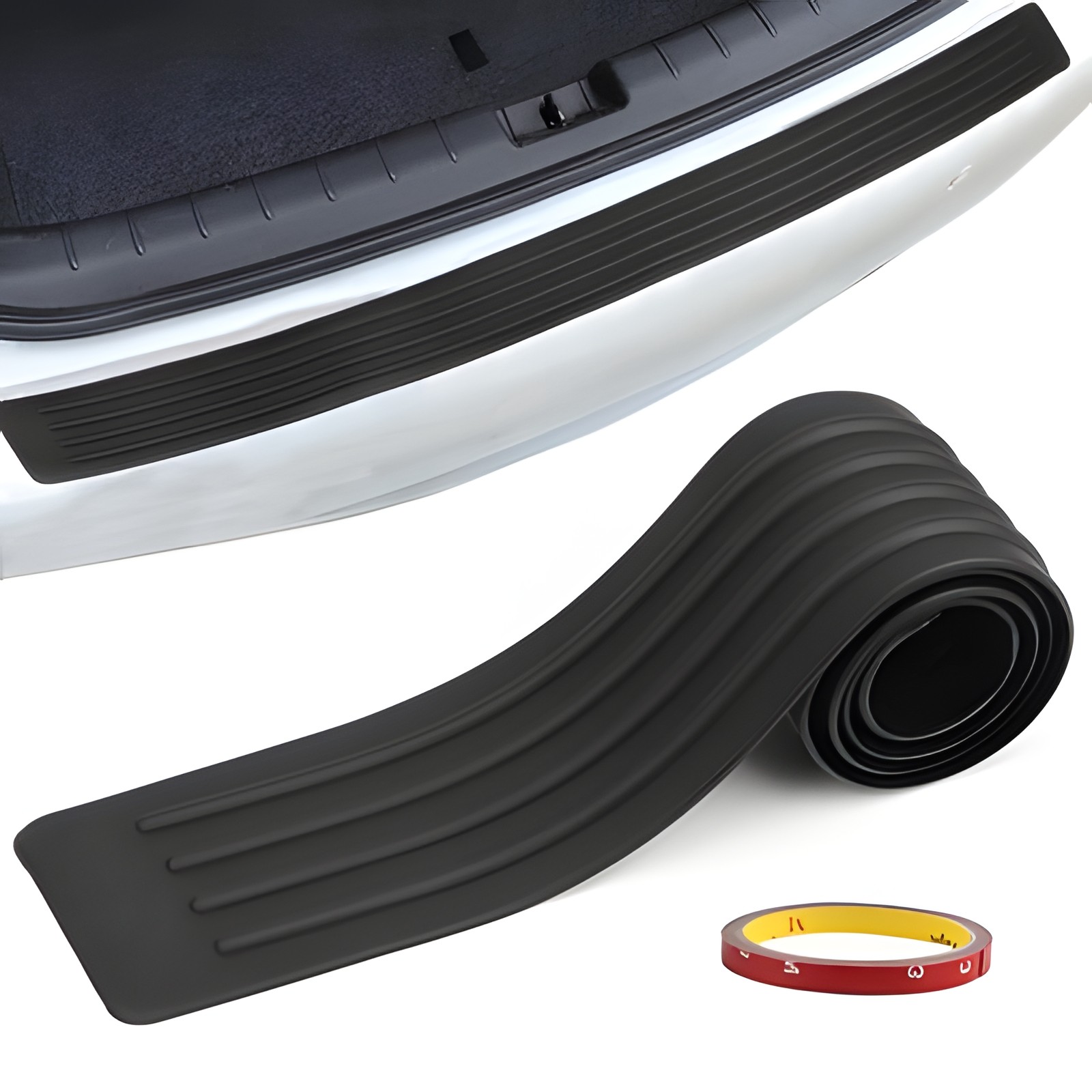 Universal Car Rear Bumper Protector Guard Black Rubber Anti-Scratch Trim Cover N