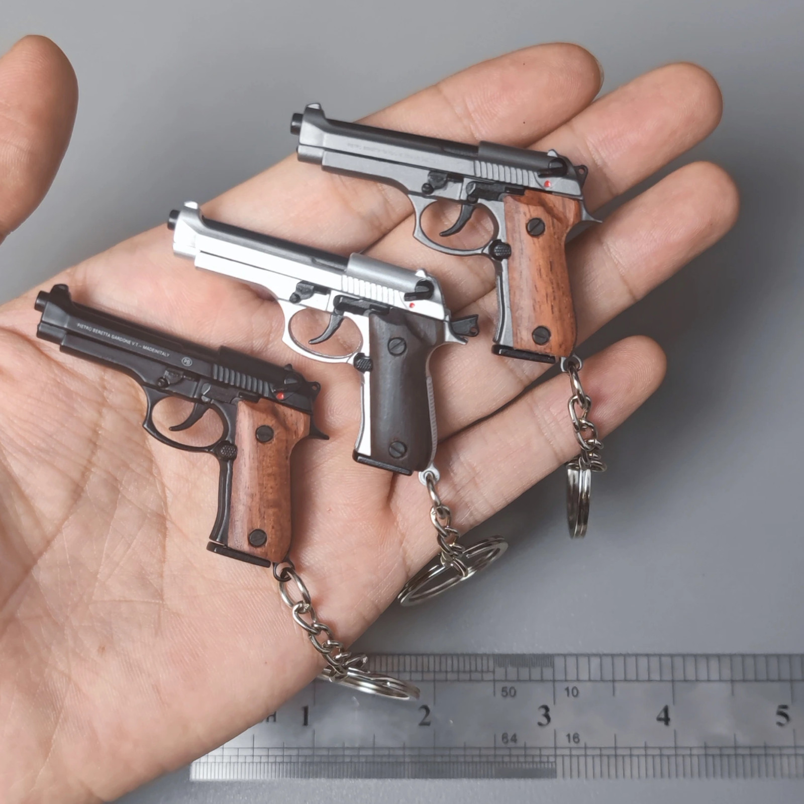 Mini Gun Keychain, 1:4 Scale Beretta 92f Keychain Pistol Model Keychain for Him