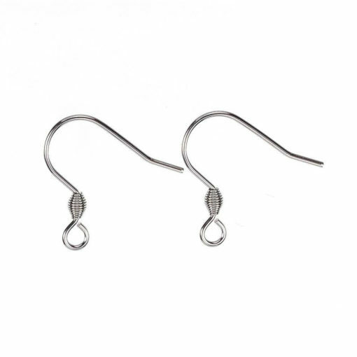 100 pcs 304 Stainless Steel Silver Tone Earring Hooks with Spring – 18mm x 17mm