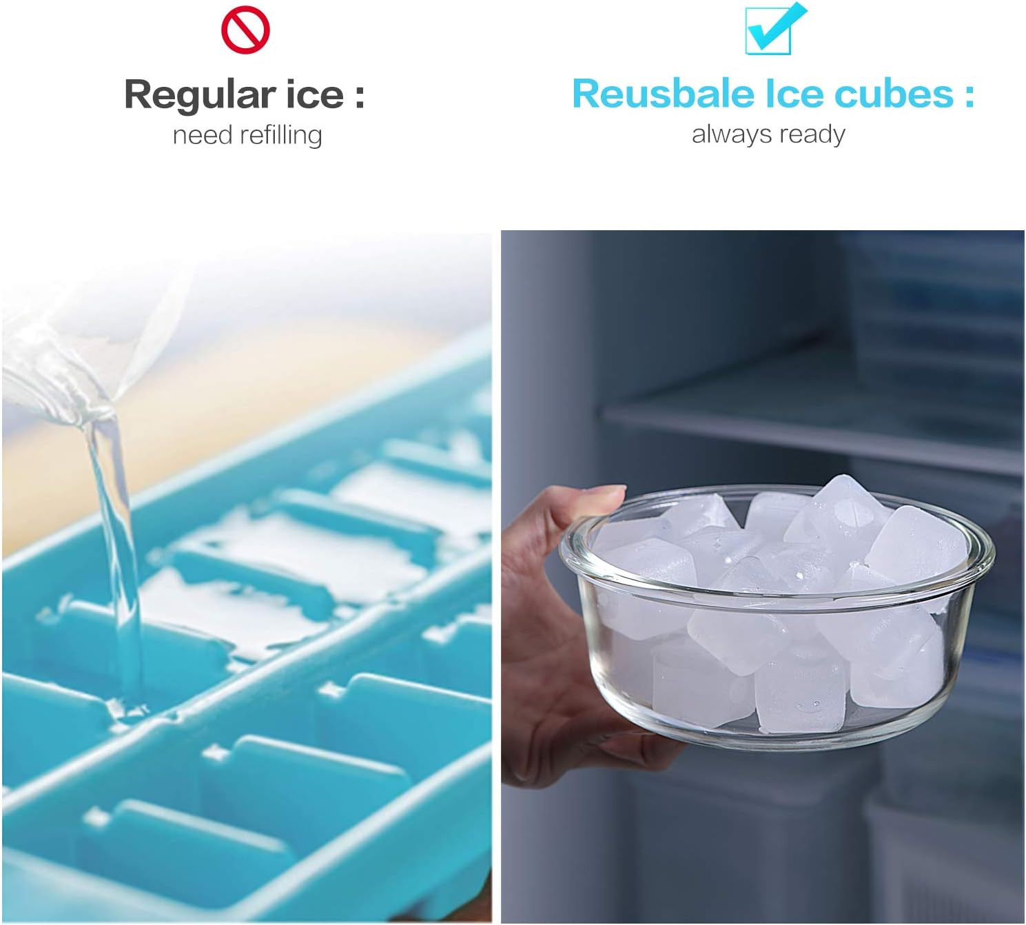 Reuable Ice Cube for Drinks - White Clear Plastic Ice Cube to Keep Drink Cool Lo