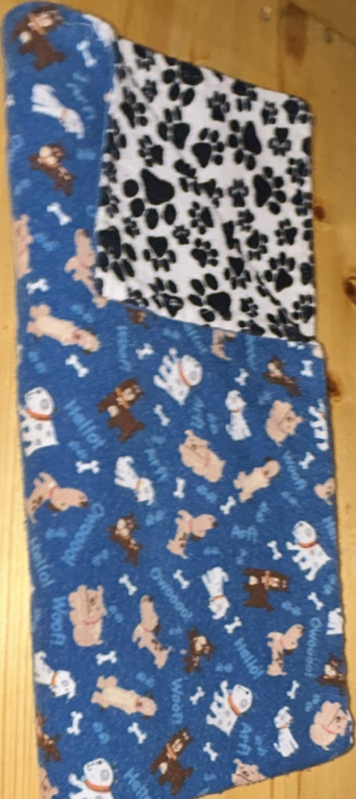 Dog Paw Print Blanket Blue White Black Rectangular Throw Animal Theme