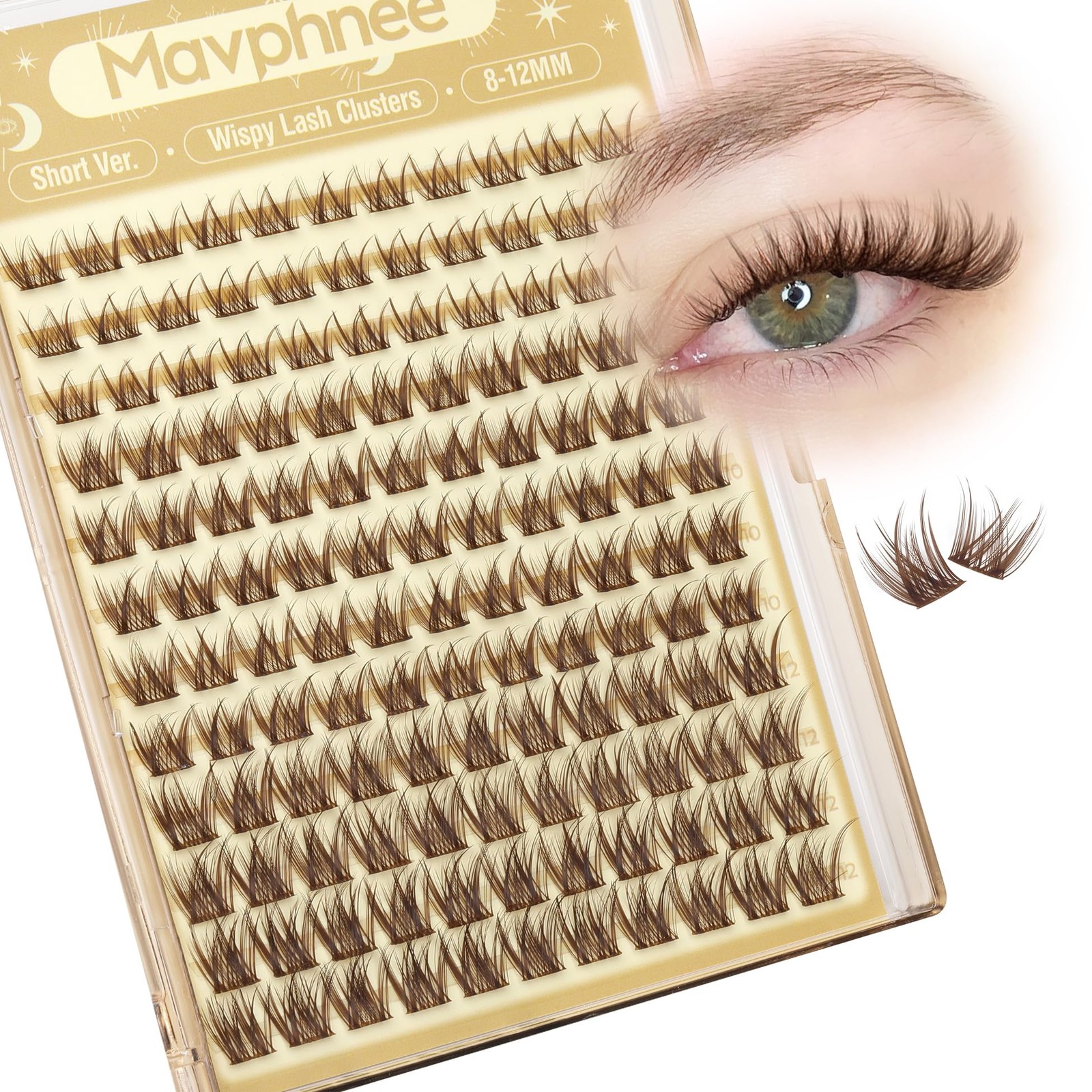 Brown Lash Clusters Short 8MM 10MM 12MM Eyelash Extensions Natural Cluster La...