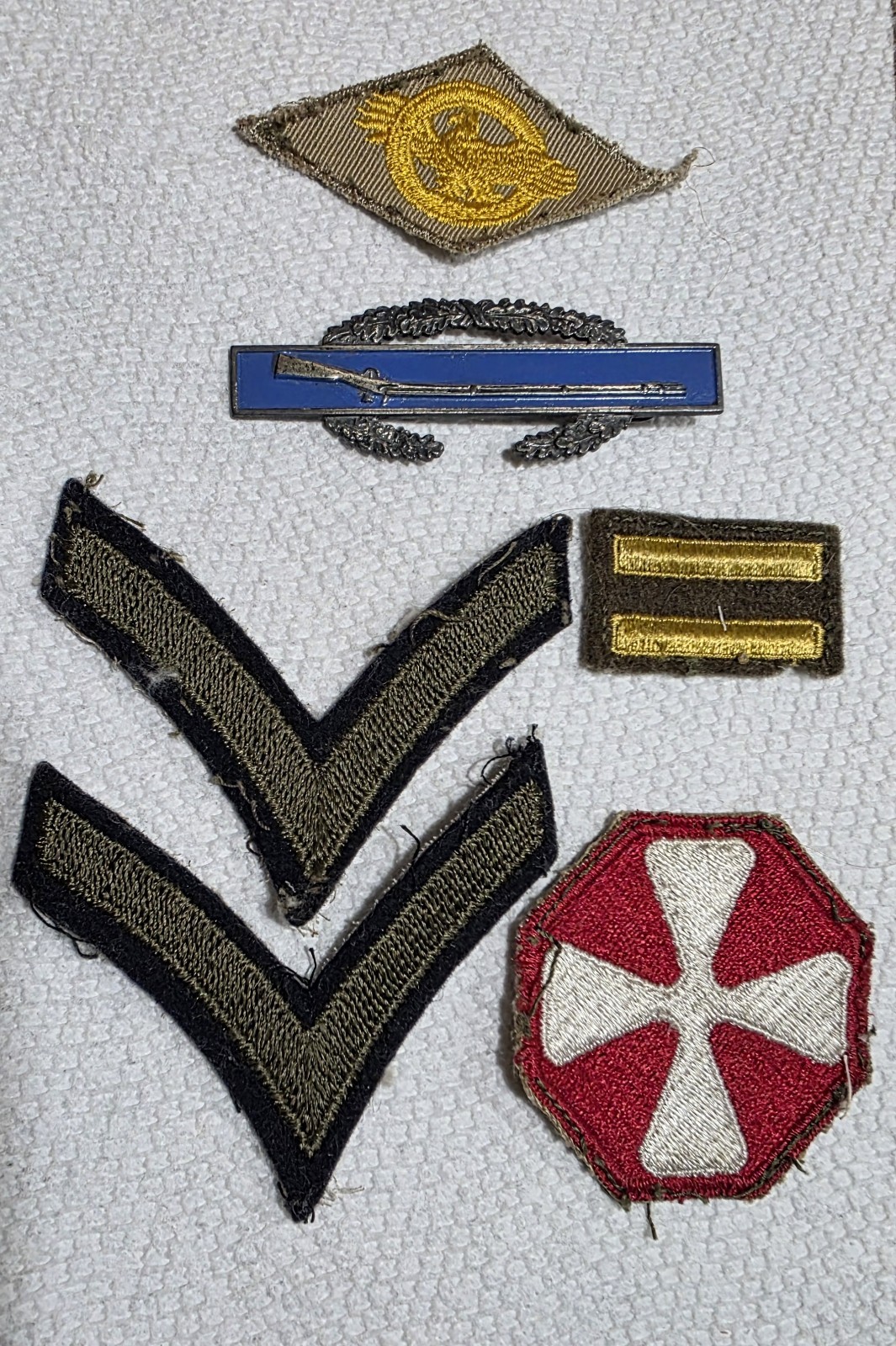 WWII Military CLK Compass Infantry Badge 8th Army Patch Honorable Patch Eagle