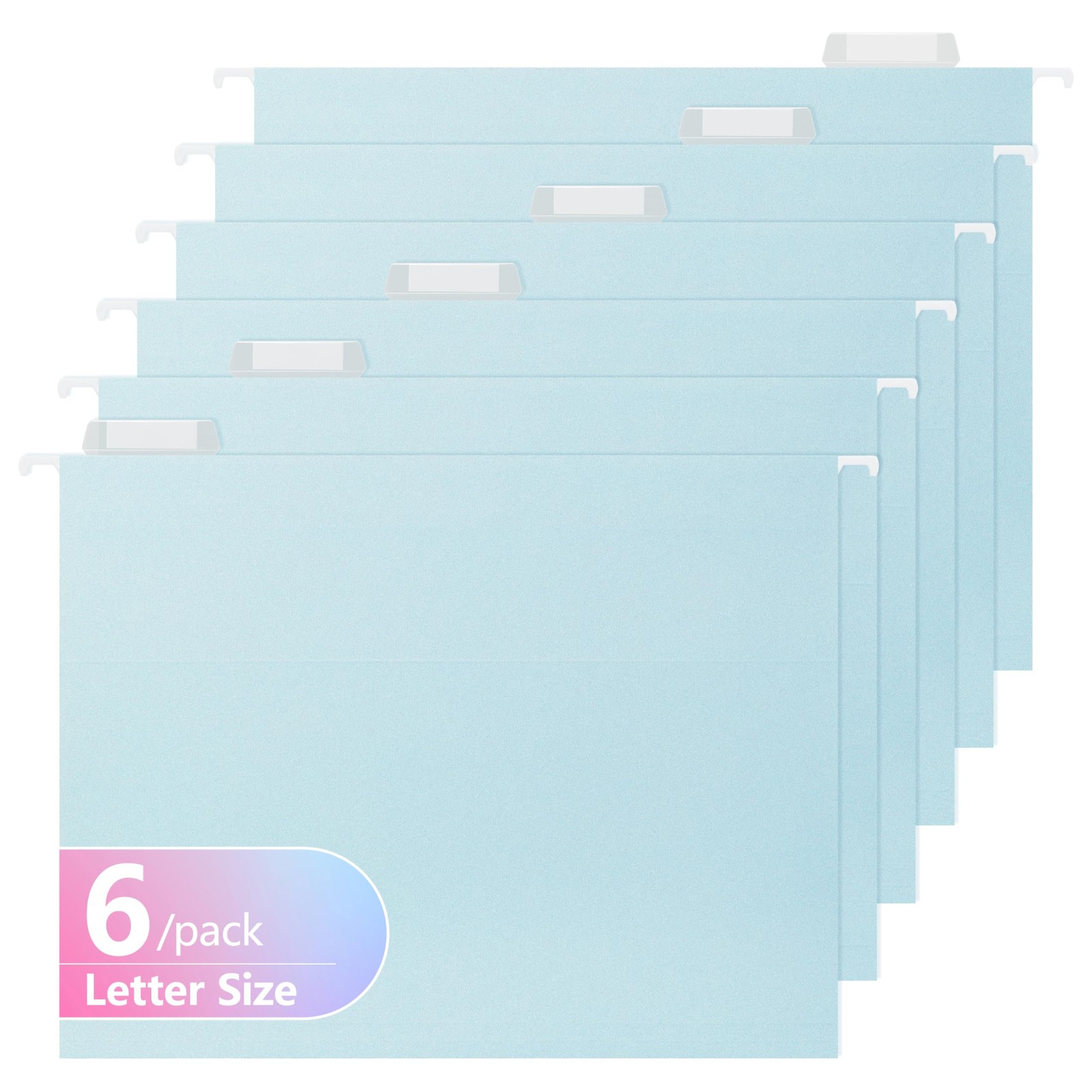 6 Pack Letter Size High Capacity Hanging File Folders 4" Expanding Pocket