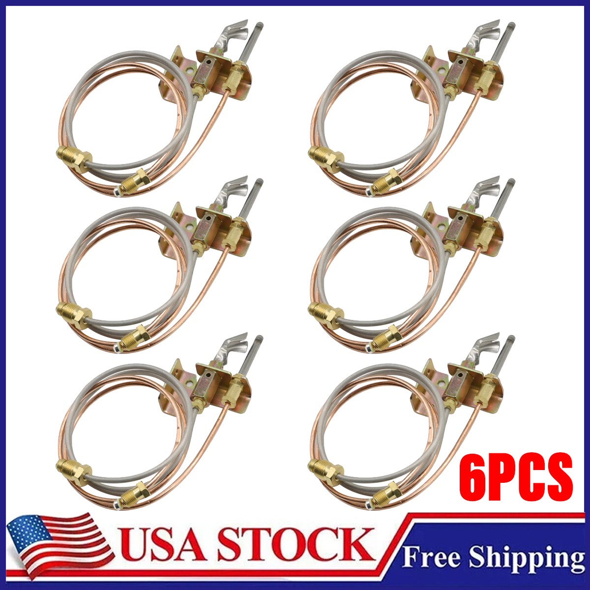 6PC Universal Pilot Assembly 24-Inch Propane Gas Furnaces Boilers Water Heaters