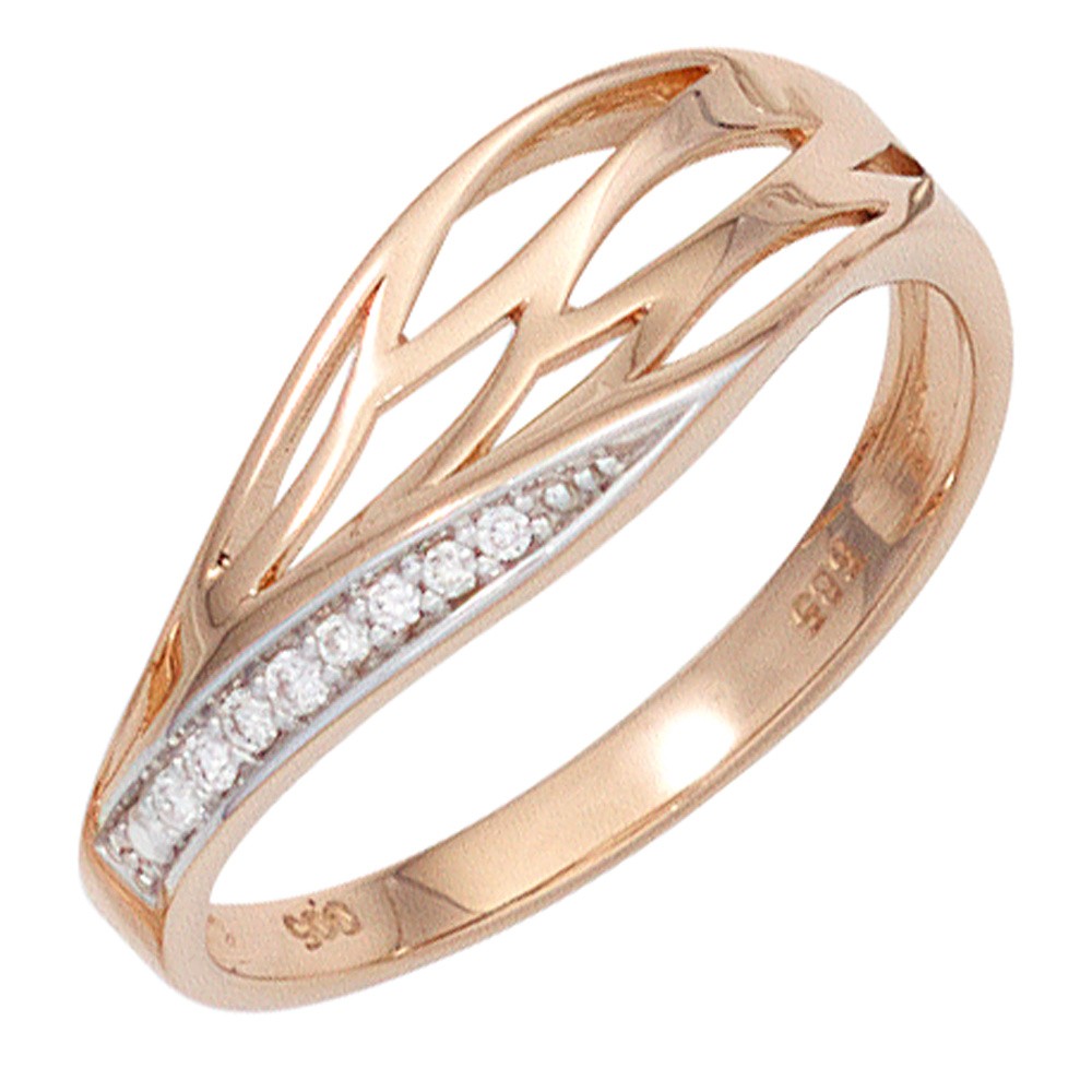 Jobo ladies' ring 585 gold rose gold 8 diamonds brilliant rose gold ring diamond ring