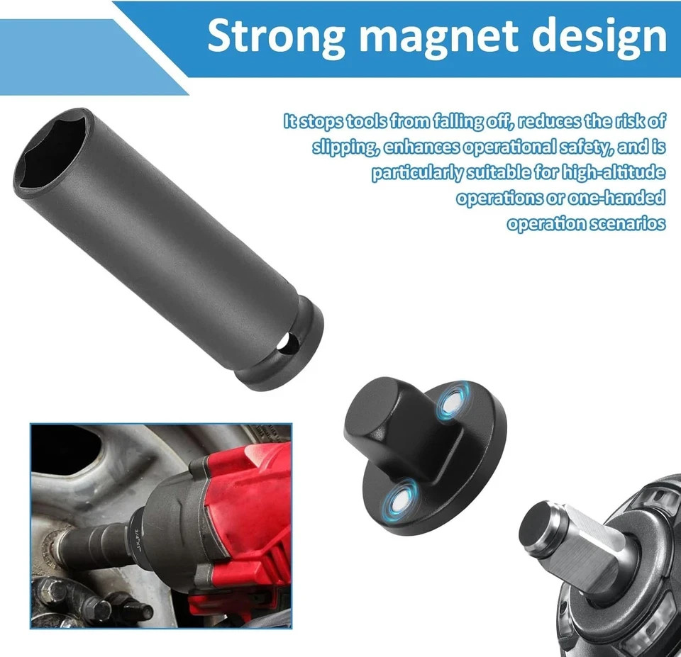 4Pcs Low Profile Impact Socket Adapter Set, Drive Ratchet Adapter Set, Magnetic