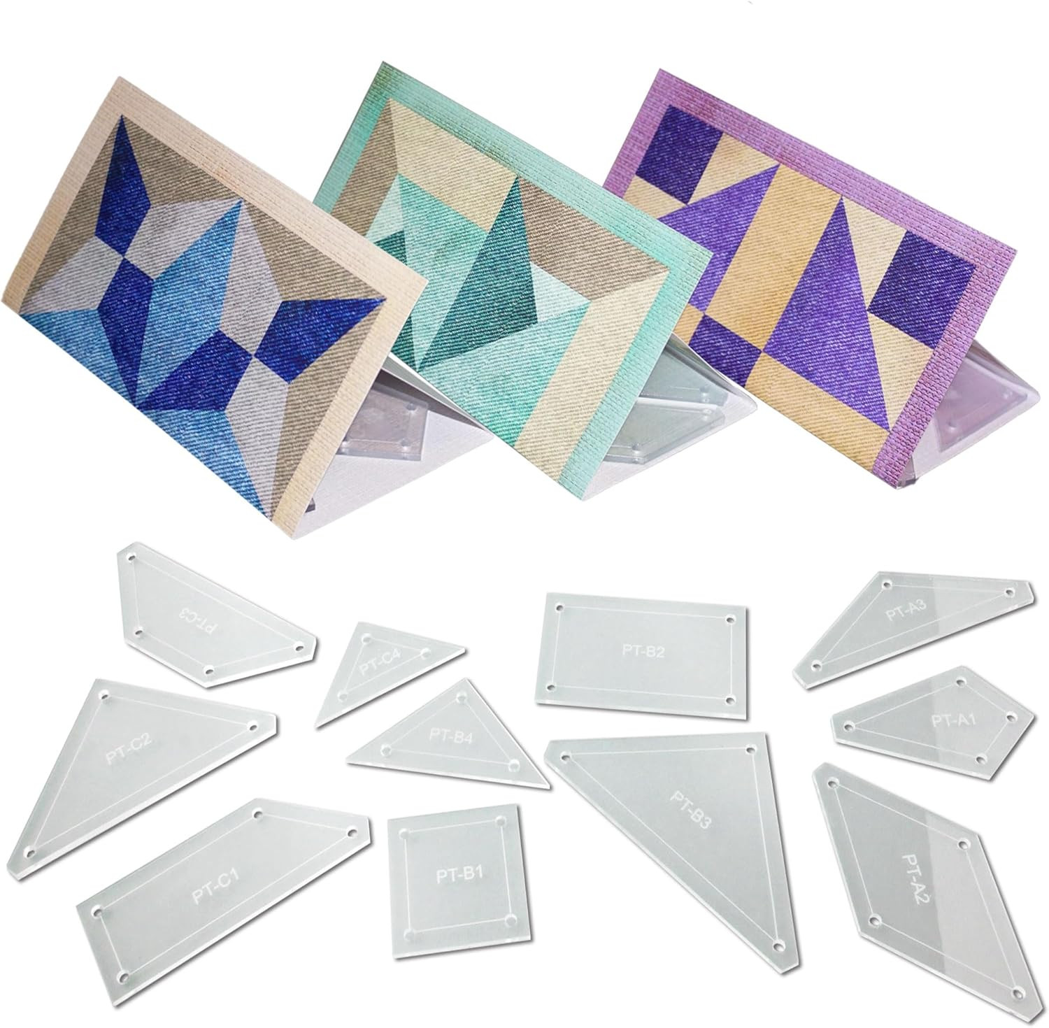 11Pcs/3 Patterns Acrylic Template and Paper Pieces Set Sewing Supplies Quilting