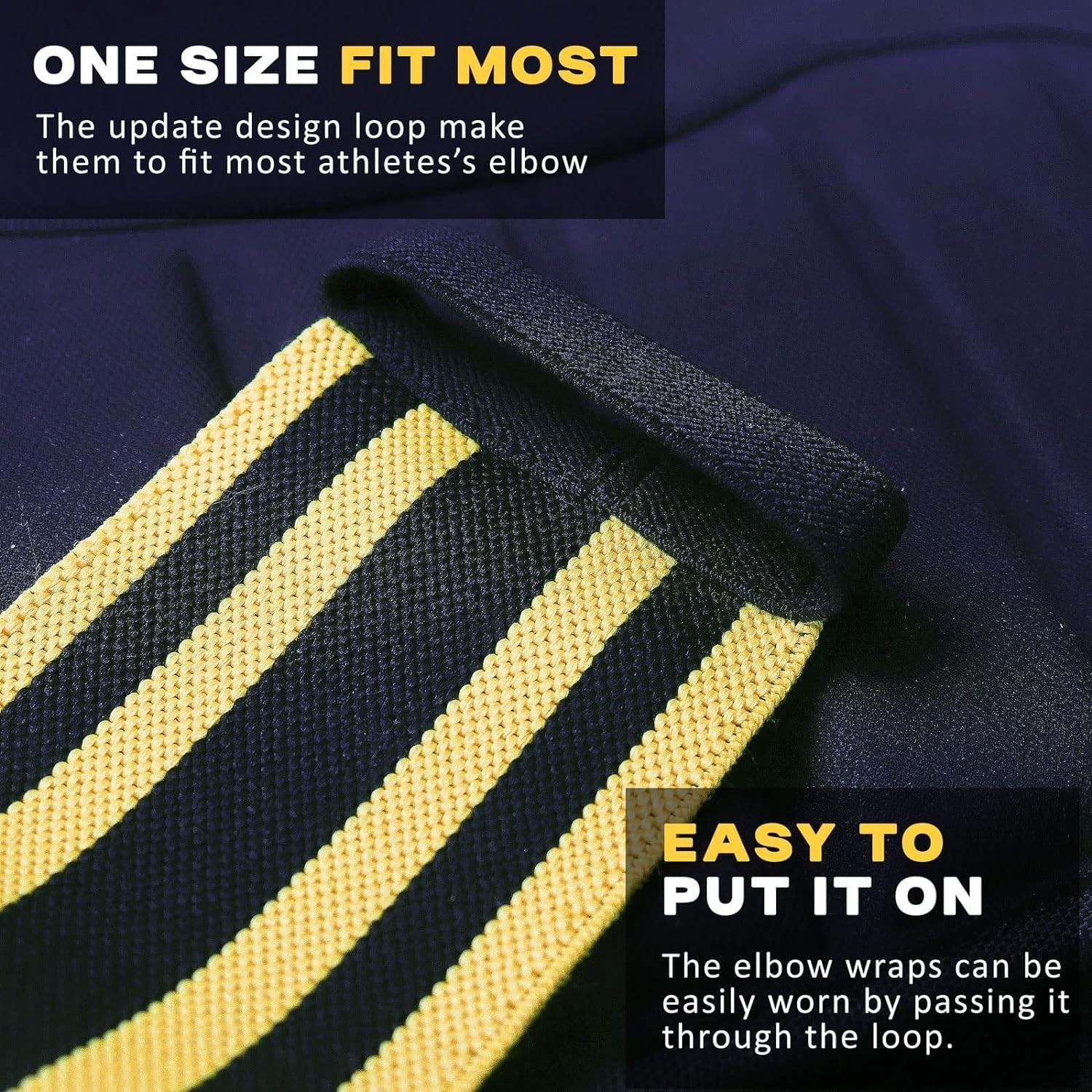 Elbow Wraps for Weightlifting - 47" Elastic Compression Support Straps for Gym,