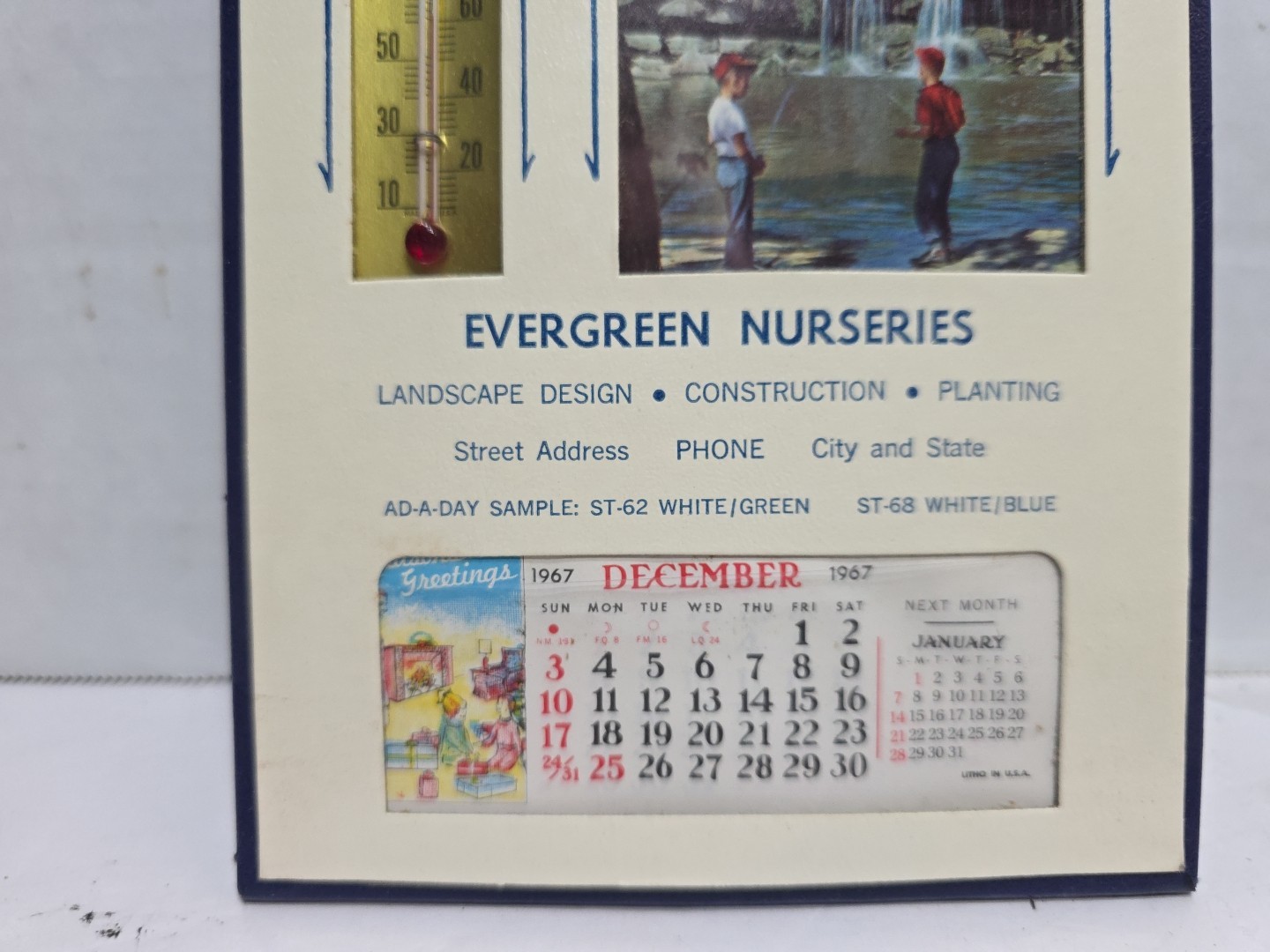 1967 Thermostat Calender Evergreen Nurseries