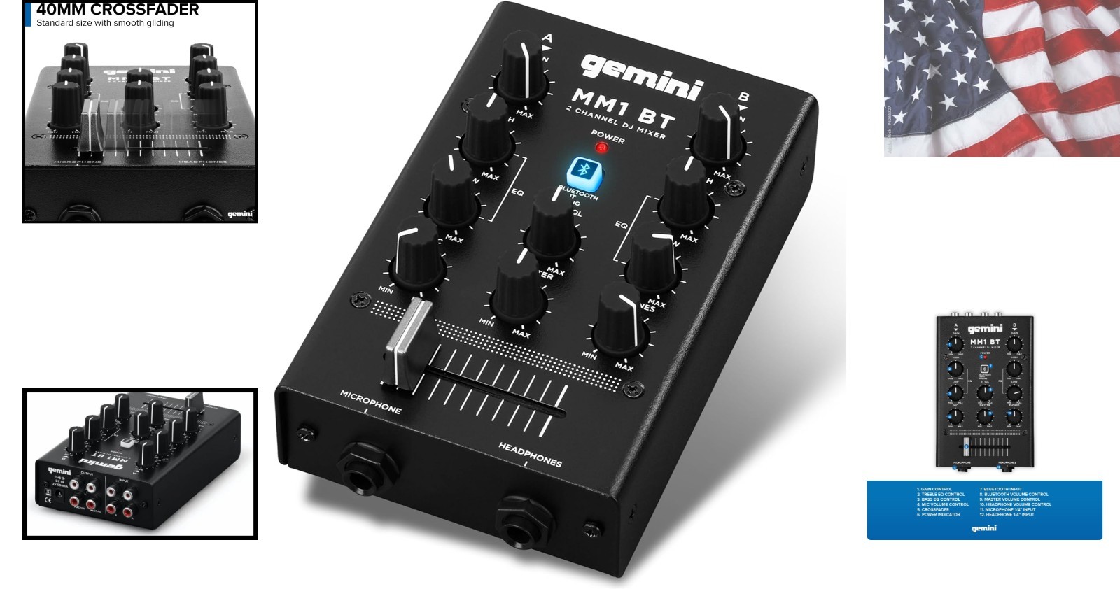 Portable Bluetooth DJ Mixer – 2-Channel Mini Audio Mixer with Wireless Input,...