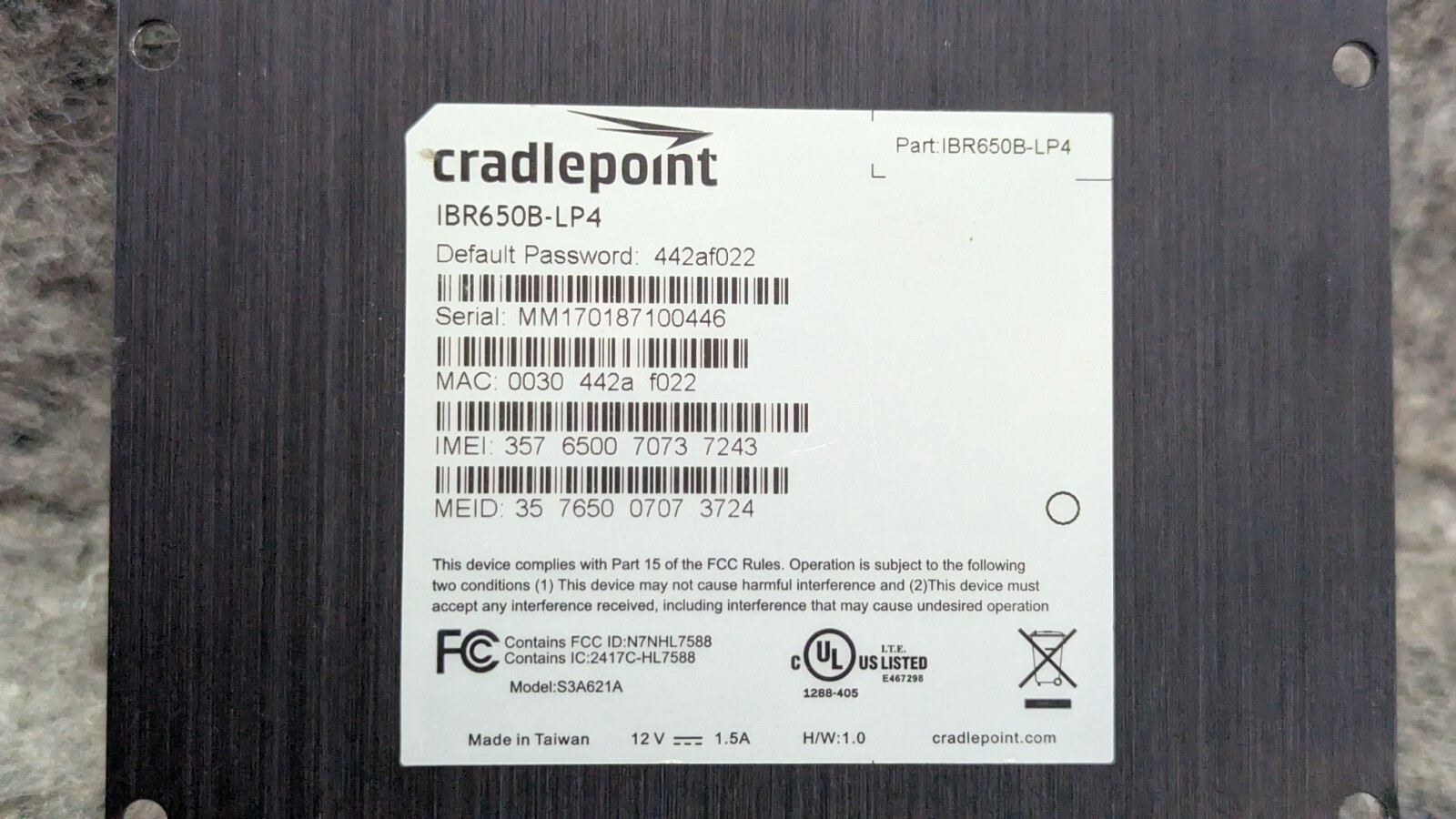 CradlePoint IBR650B-LP4 4G LTE w/ 3G Fallback Router - Untested