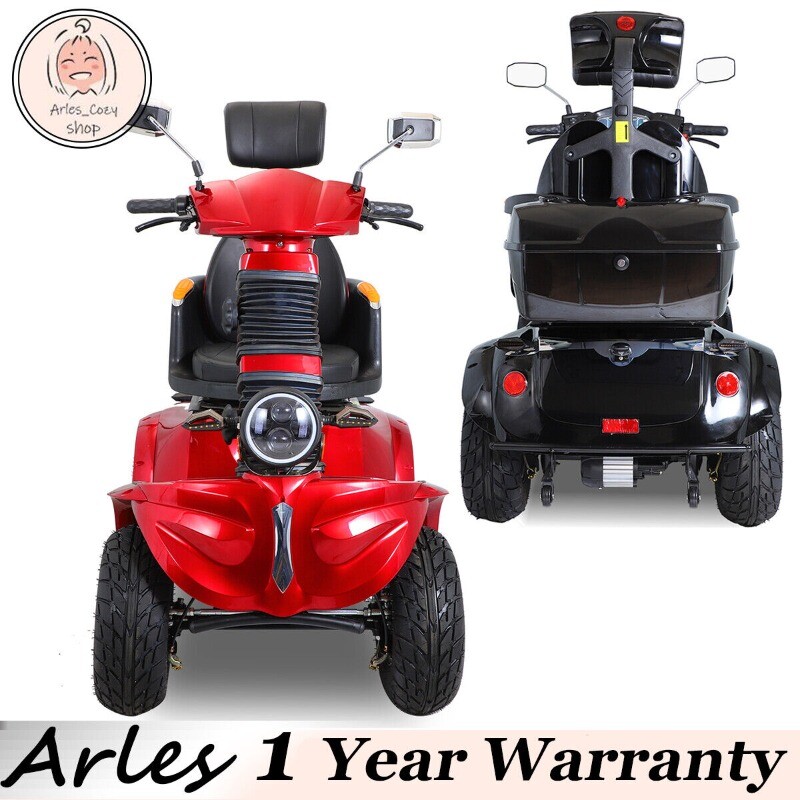 Heavy Duty 4-Wheel Mobility Scooter 25 Miles 3 Speed 1000W fit Adult Senior
