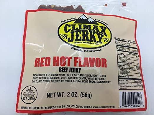 Climax BEST Premium Cut Red Hot 2 OZ. Beef Jerky - High Protein - 20 Pack