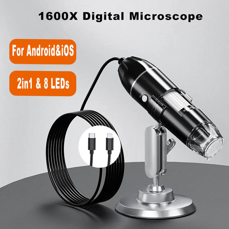 1600X Digital Microscope Coin Microscope Magnifier for iPhone Android Samsung US