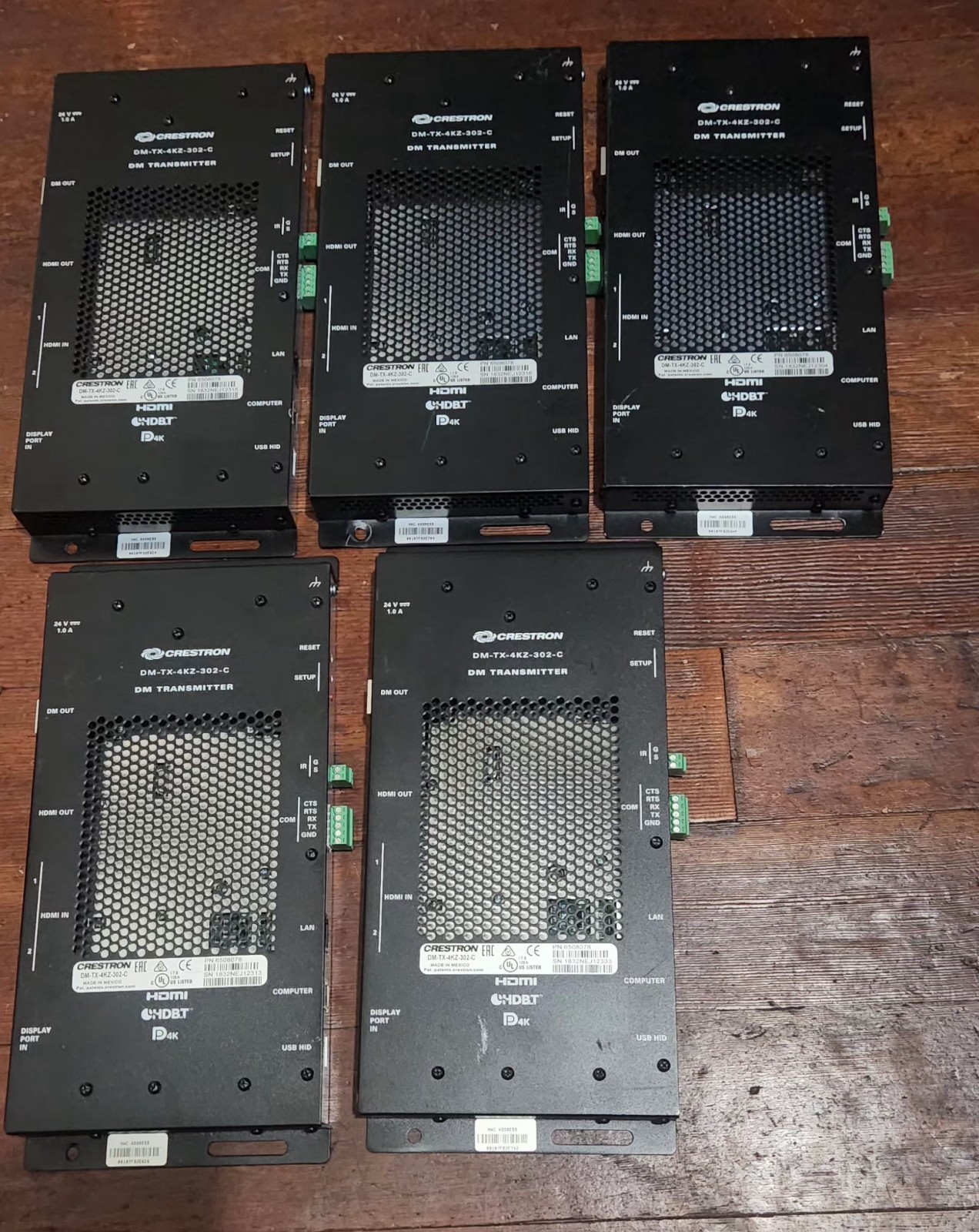 LOT OF 5 Crestron DM-TX-4KZ-302-C 6508078 Transmitter