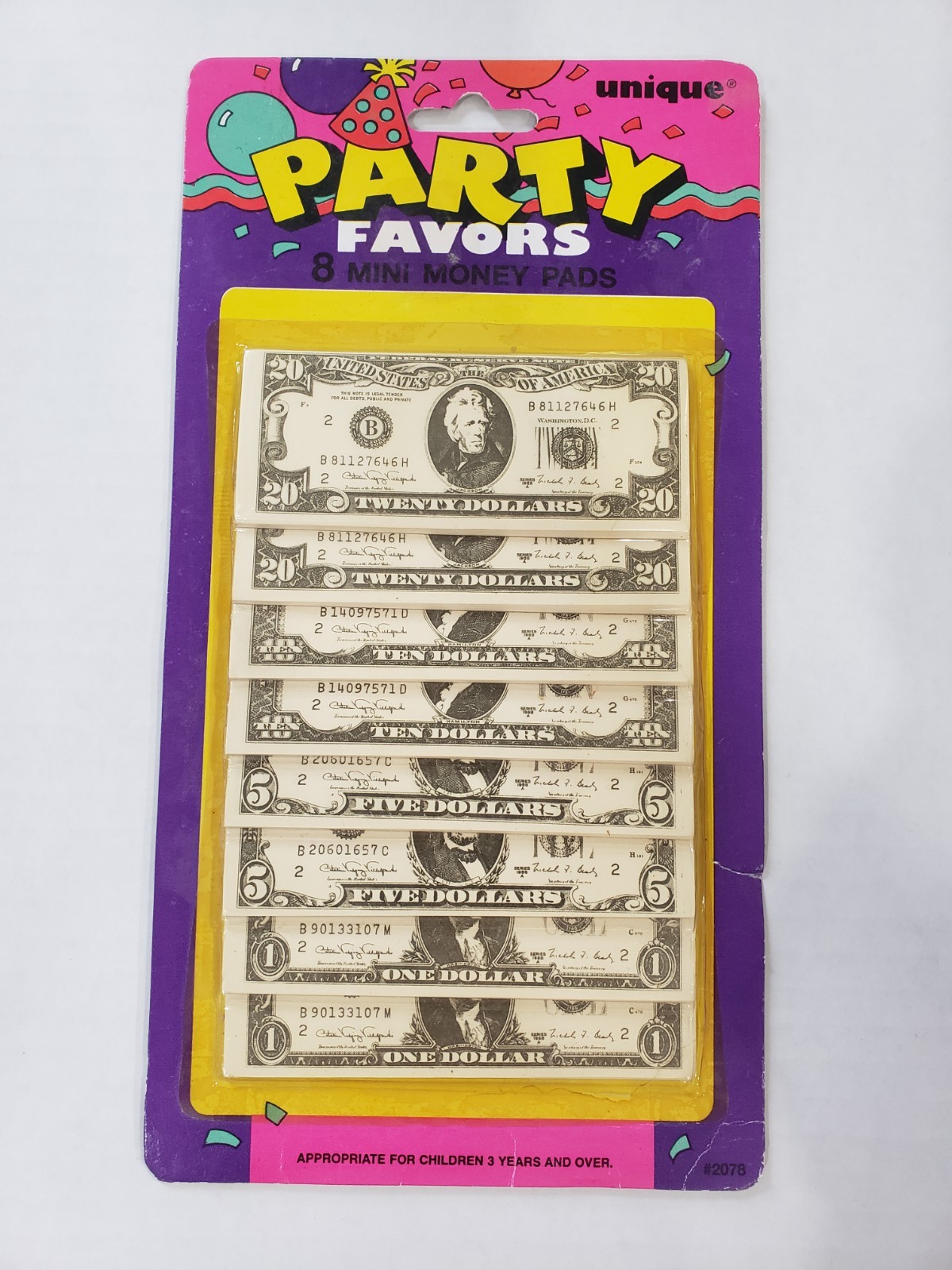 VINTAGE 1994 UNIQUE PARTY FAVORS PACK Of Money Pads NEW IN PACKAGE Rare