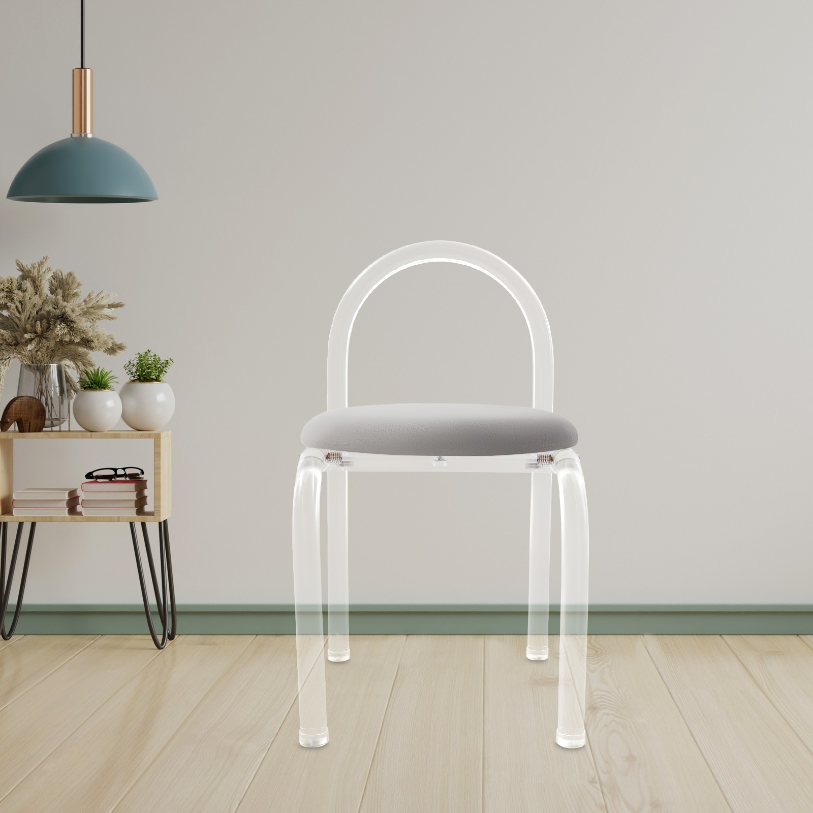 40*40*72cm Modern Minimalist Acrylic Clear Chair, 165.35 lbs Makeup Chair