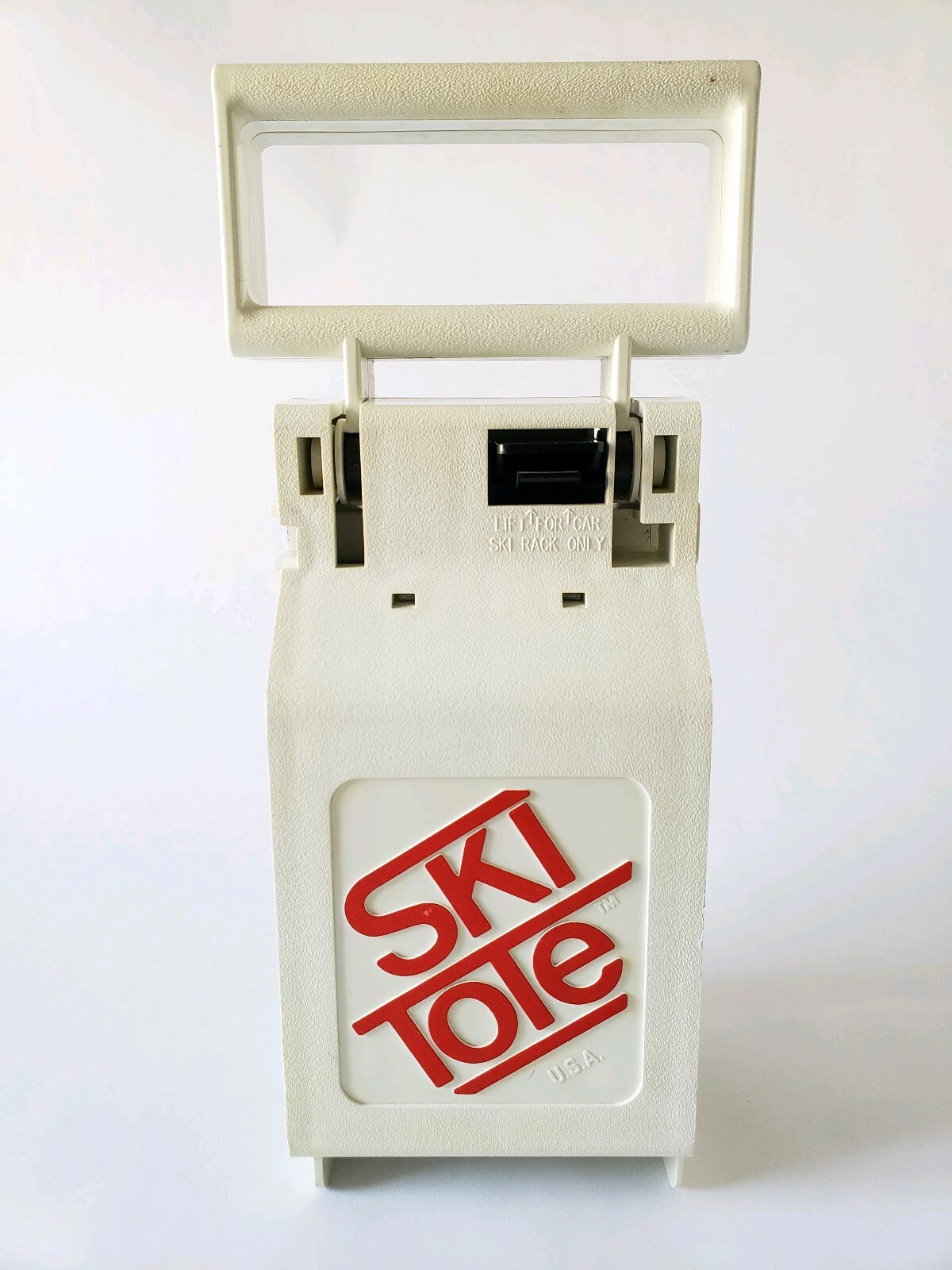 Vintage Snow Ski Tote For Carrying / Transporting Skis White Red Lettering