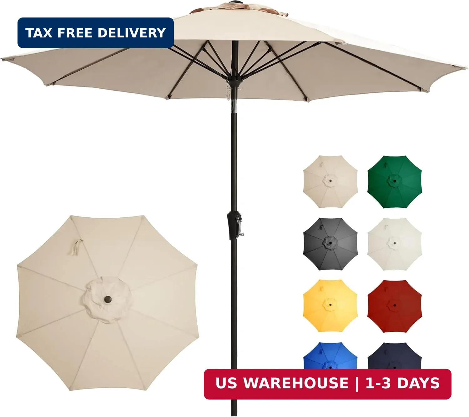 9FT Large Outdoor Patio Umbrella Market Table Umbrella-UV Resistant, Easy P