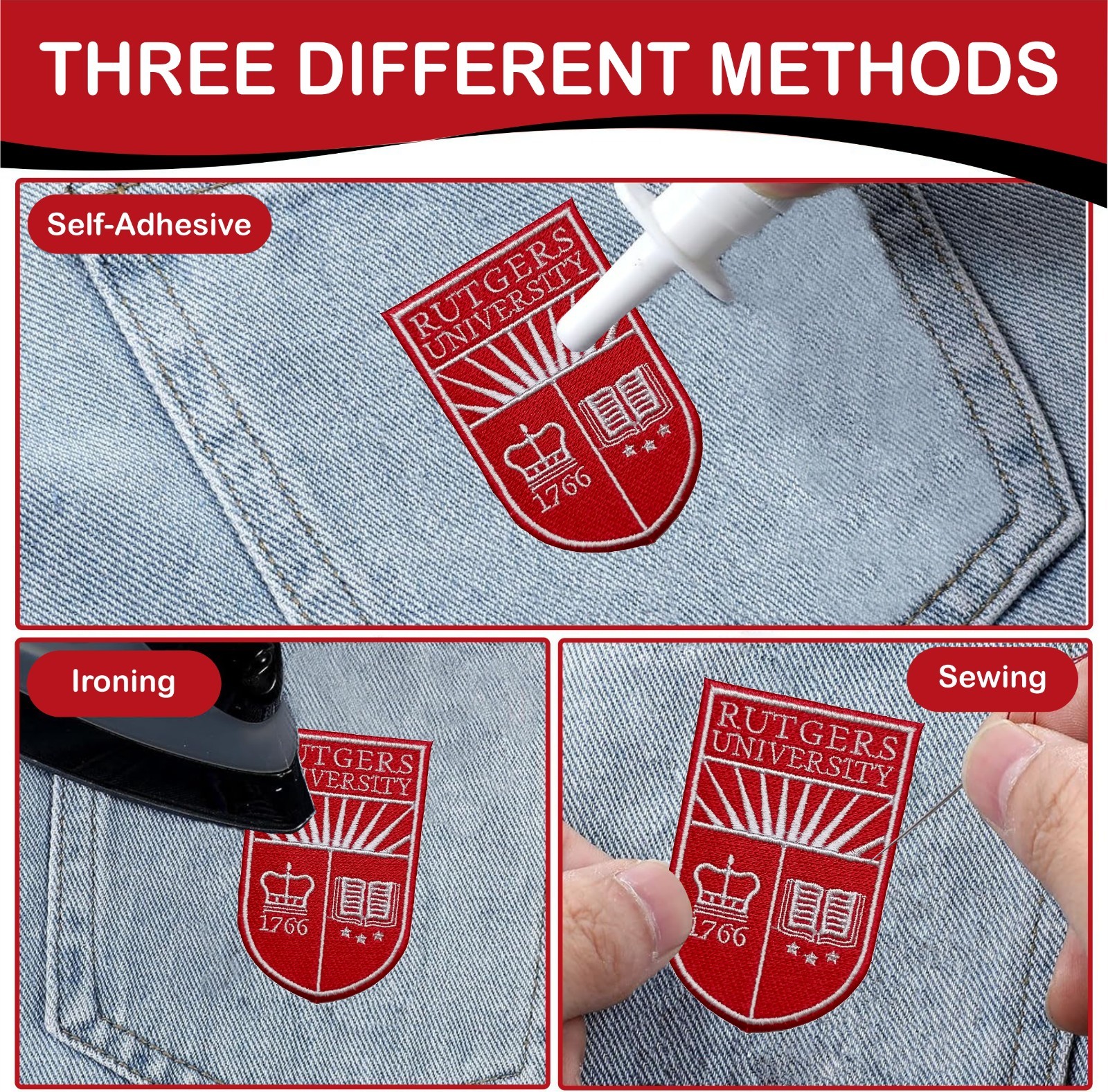 Rutgers University Logo Iron On Patch - Sew Patch - Embroidered Patch 2.3"x3.5"