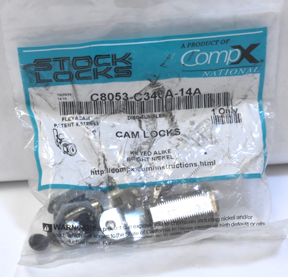 CompX Stock Locks C8053-C346A-14A Disc Tumbler Cam Lock Nickel w 2 Keys