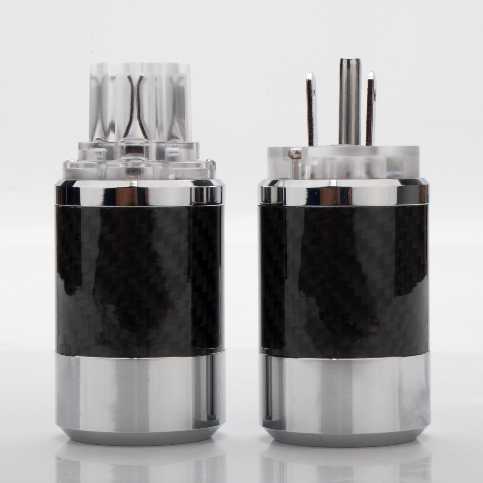 US Power Male Plug Female Connector Carbon Fiber Rhodium Plated HIFI Audio DIY