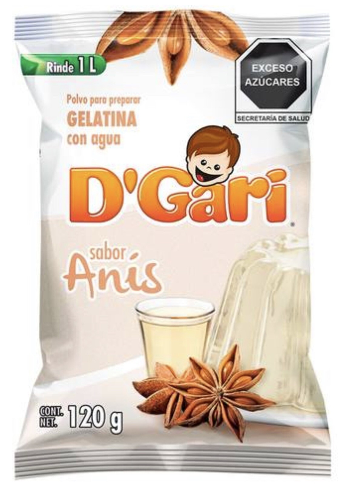 D'Gari~Water Gelatin Powder~Star of Anis Flavor~Gelatina Mexicana~Get 3/120g