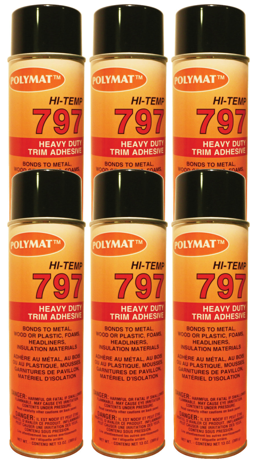 QTY6 Polymat 797 Hi- Temperture Professional Automotive Spray Glue 13oz NET/can