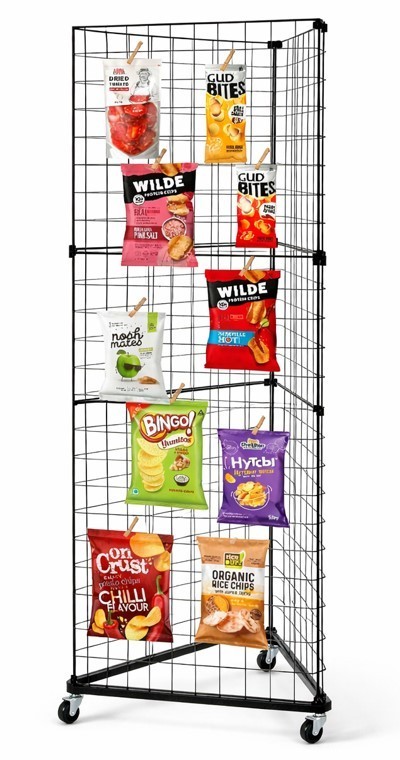 Display Grid Rack Triangular Panel Stand Retail Art Craft Rolling Gridwall Tower