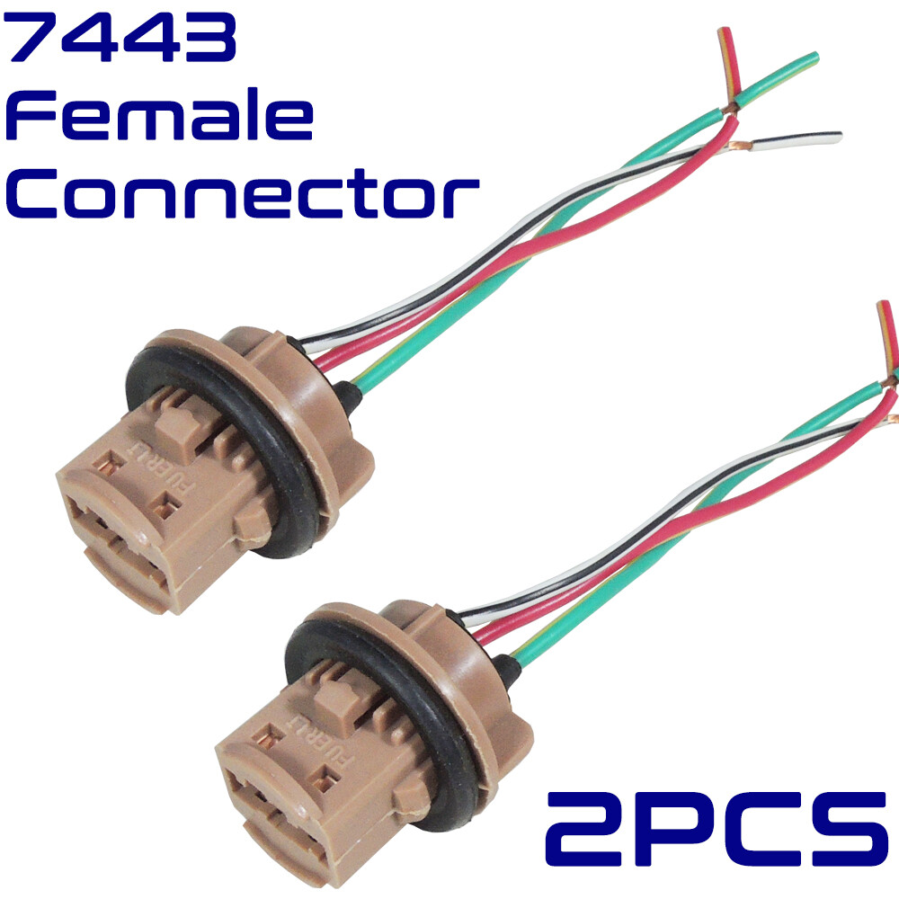 2x 7443 7444 Female Socket Connector Front Turn Signal Light Wire Harness Holder