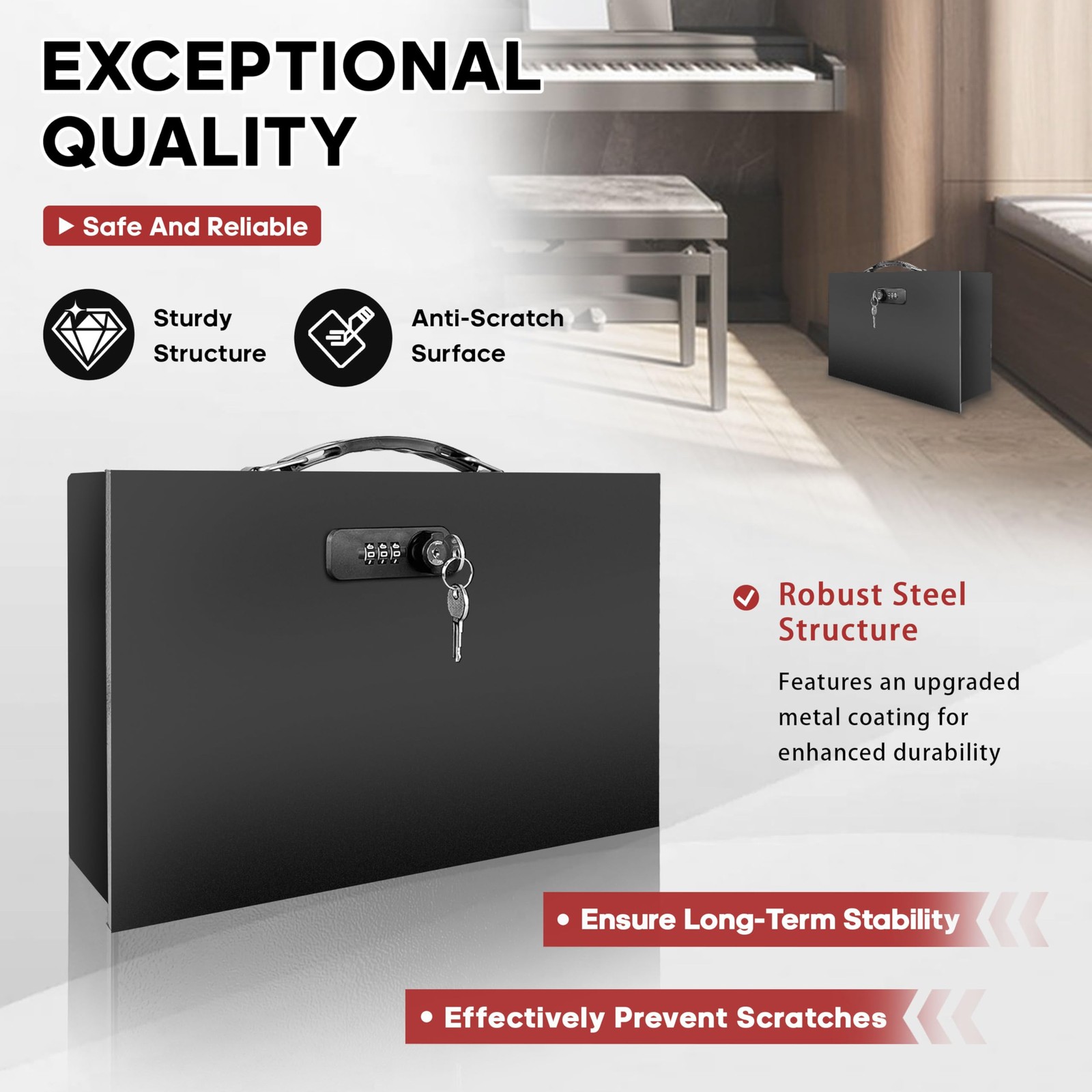 Fireproof Document Safe Box Key Combination Lock Heavy Duty Waterproof Secure St