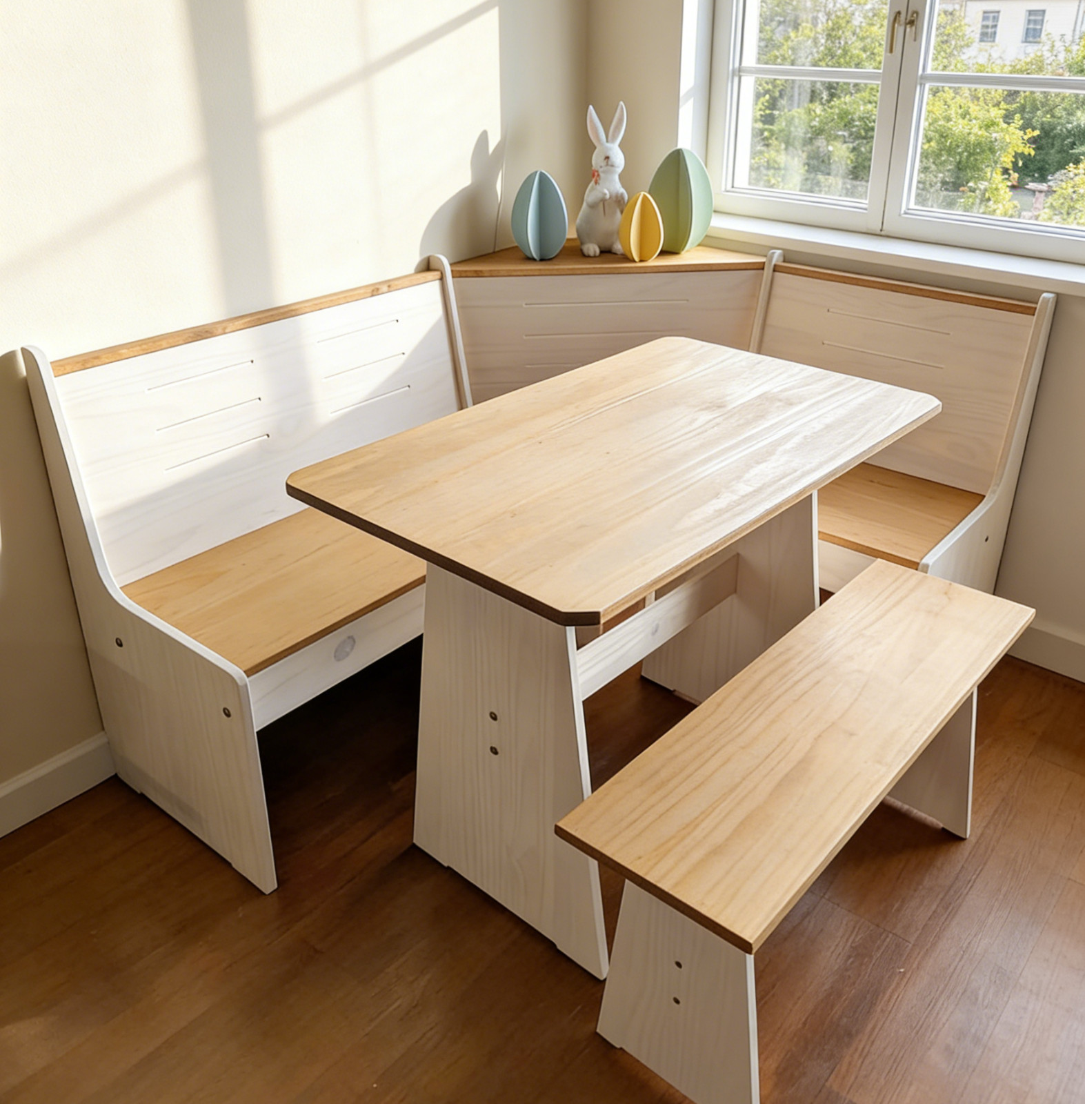Corner Breakfast Nook Dining Set L-Shape Kitchen Table Bench Small Space Saving