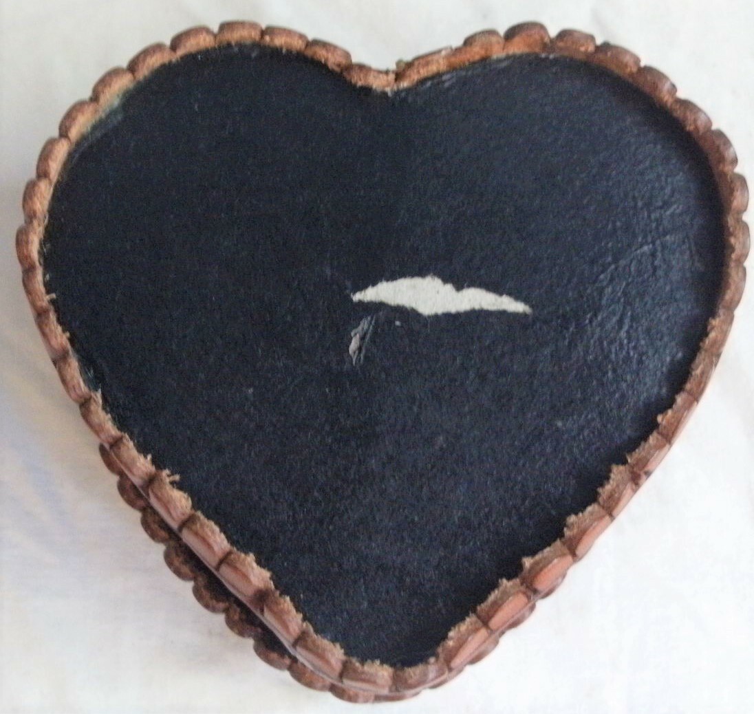 Peruvian Leather Heart shaped Box with Red Lining