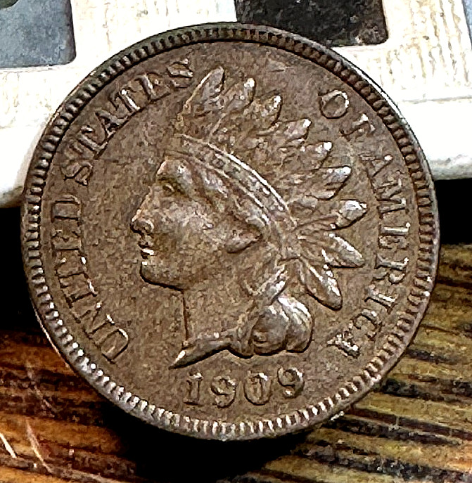 1909 Indian Cent Nice Super Original AU Full Diamonds CHRC