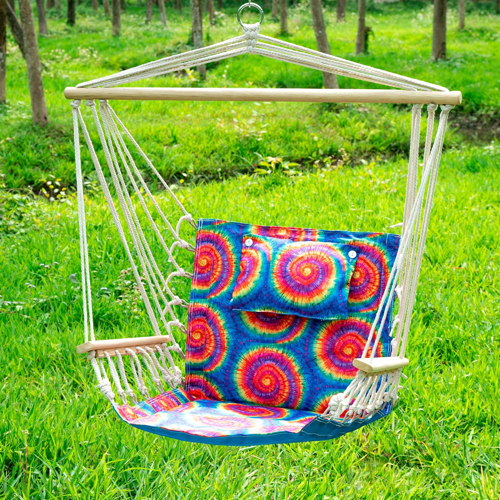 Hanging chair W/ Pillow & Arms-TieDye