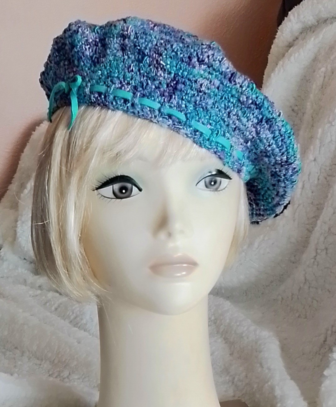 Linen Blend French Beret Crocheted from a Pattern in 1936 Handcrafted in America
