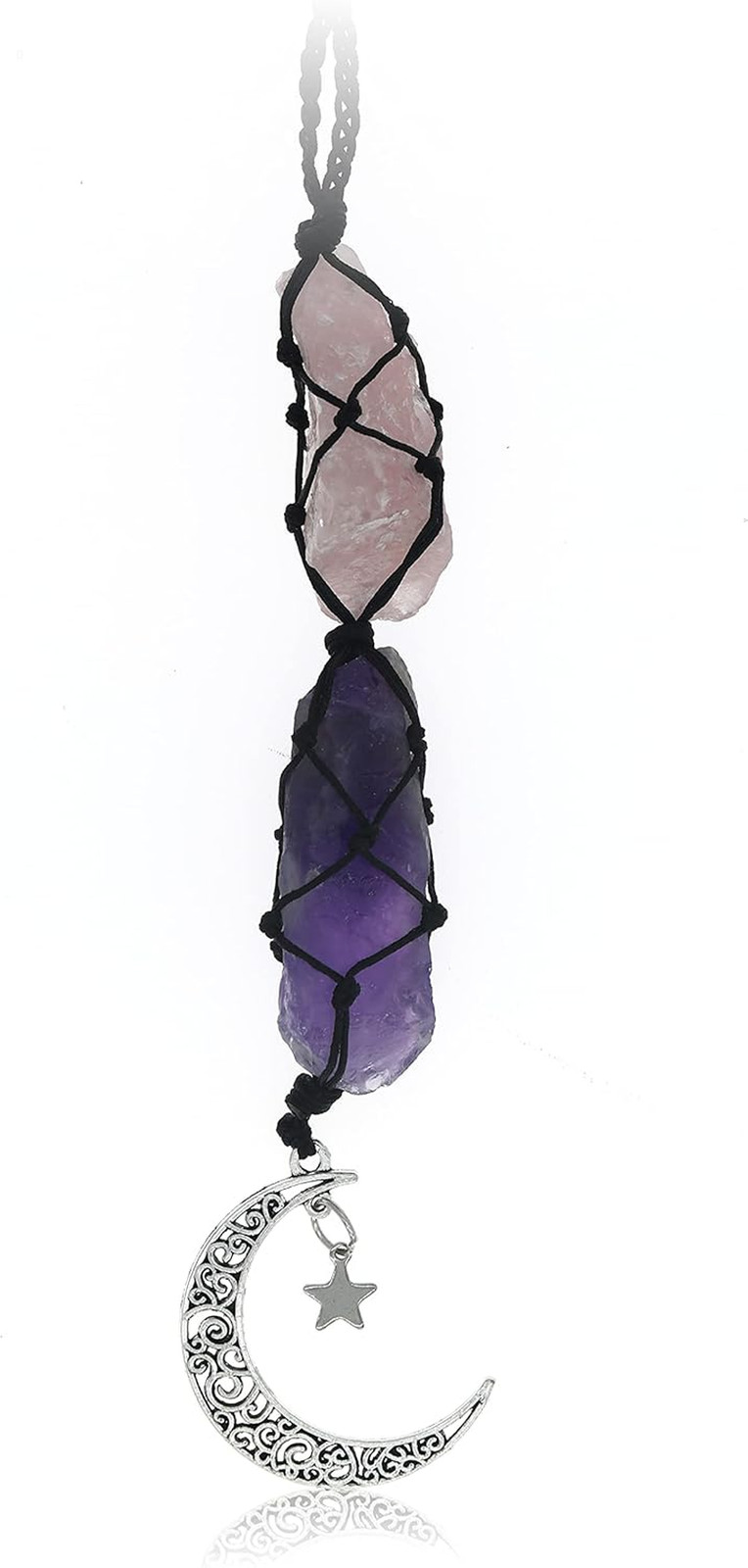 BOHO GARDEN Crystal Hanging Car Charm - Purple Rear View Mirror Hanging Car Acce