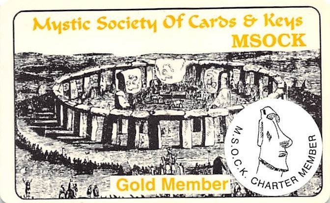 MSOCK Mystic Society of Cards & Keys - Gold Member Card w/Charter Sticker/BLANK
