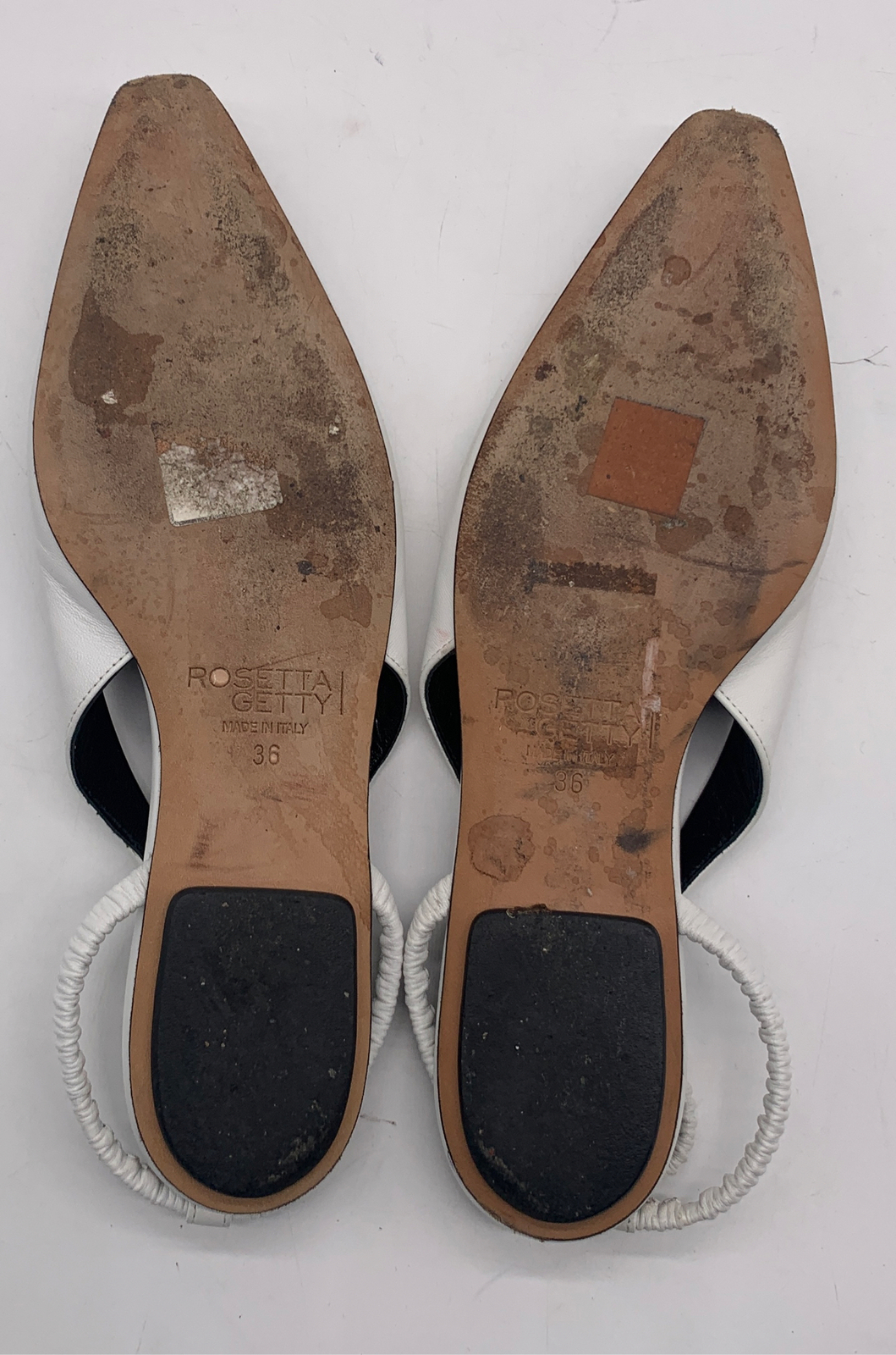 Rosetta Getty Womens White leather Square Toe Slingback Flats sz 36 us 6