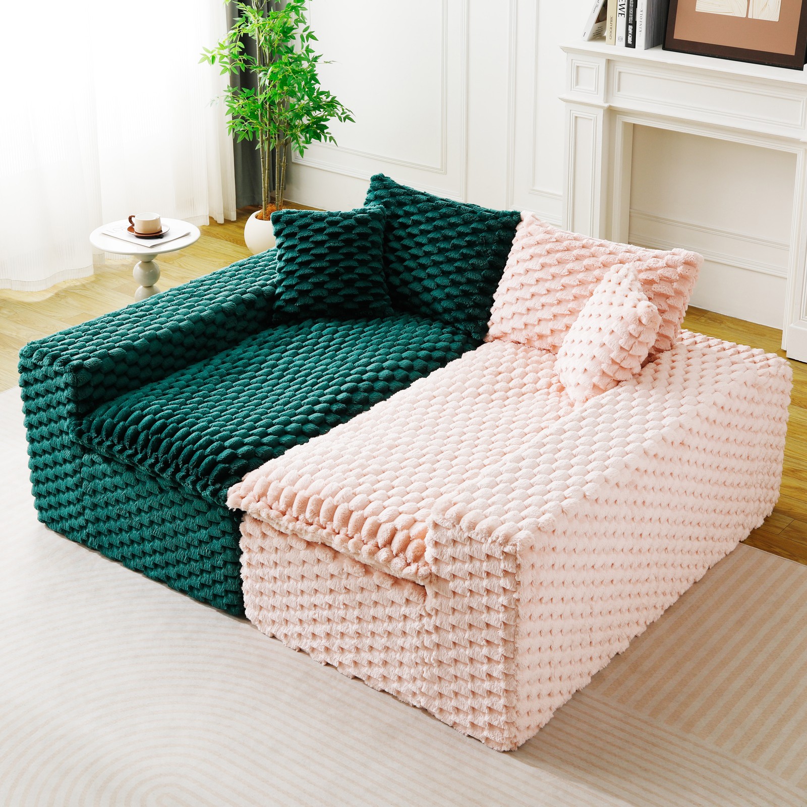 Luxury Color-Block Turtle Velvet Multifunctional Sofa - Arrangeable in Single